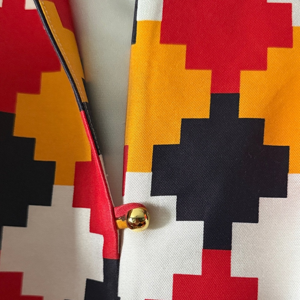 Geometric Patterned Trench Coat - Multicolor - Picture 3 of 3
